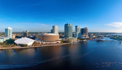 Fototapeta premium amalie arena in downtown tampa florida aerial view tampa usa october 31 2024