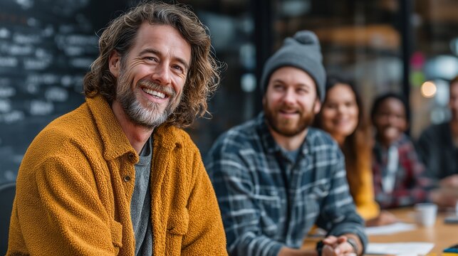 Happy business team meeting in modern office with diverse professional group discussing startup project collaboration and teamwork strategy