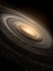 Golden galaxy illustration in deep space