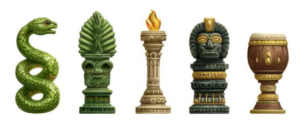 Detailed Collection of Isolated Decorative Objects with Unique Styles