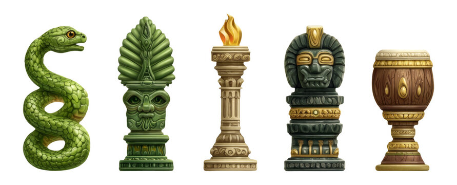 Detailed Collection of Isolated Decorative Objects with Unique Styles