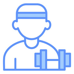 Fitness Trainer Outline Blue Color Icon
