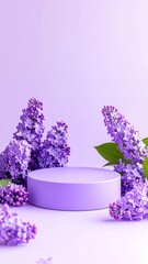 Lilac blossoms and a round podium