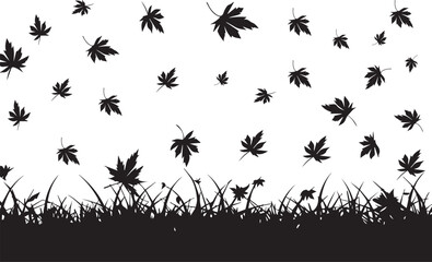 Black and white falling leaves background vector illustration autumn season design