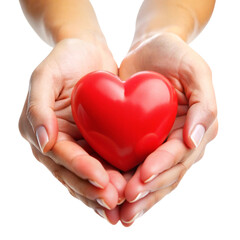Obraz premium hands gently cradling a vibrant red heart symbol