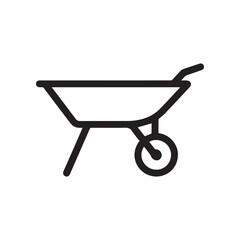 Simple black wheelbarrow icon on white background