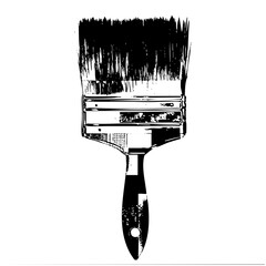 Vector Detailed of a painting brush with a rectangular ferrule.