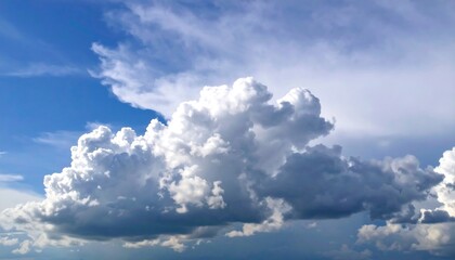 Obraz premium Sky panorama with stunning fluffy clouds and soft blue atmosphere