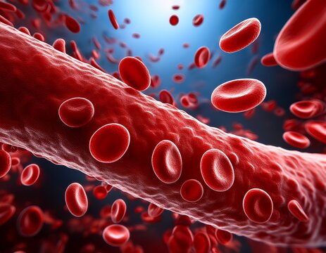 microscopic bloodstream a close up high definition representation of red blood cells coursing through a vessel visualizing the essence of life s transportation network