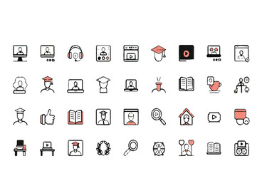 Event Planning Icons Gifts, Cake, and Party Elements for Celebration Birthday