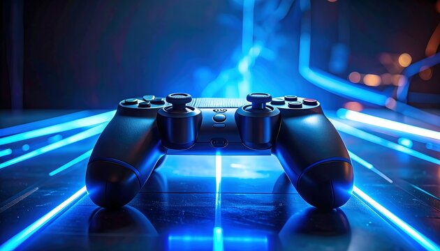 Gaming controller, vibrant lights - Powered by Adobe