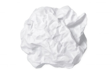 Crumpled white paper ball on transparent backdrop, representing creative struggle, failed ideas, and innovative thinking process