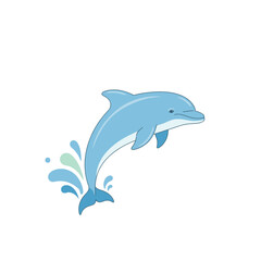 Obraz premium A playful dolphin leaps joyfully from the ocean, splashing water in a serene seascape