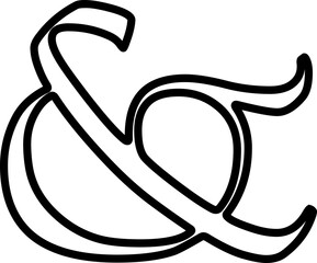 Ampersand icon modern vector illustration designed with elegant curves, minimal balance, and timeless typographic style, representing the universal symbol of “and” widely used in design, branding,