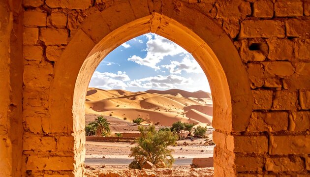 Ancient archway, desert view - Powered by Adobe