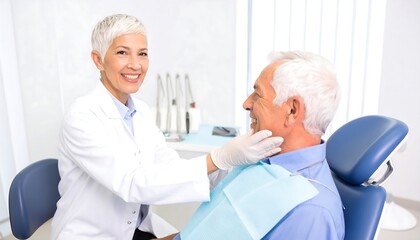 Obraz premium Friendly dentist examining patient (1)
