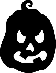 Silhouette Spooky Pumpkin Carving Icon with Angry Face Illustration Design