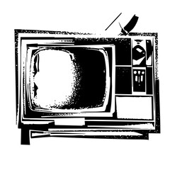 Vector Vintage television set with antenna.