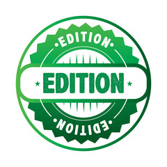 Green circular stamp with edition text on a transparent background.