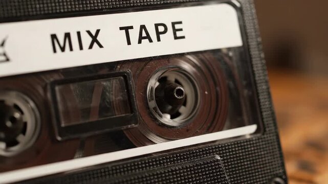 Dynamic Macro Shot Reveals Intricate Details of a Retro Audio Mix Tape