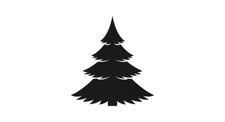 Fototapeta premium Black Silhouette of a Pine Tree Against a White Background