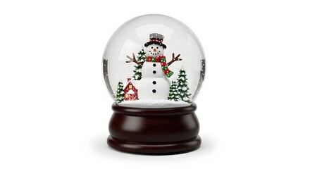 Christmas Snow Globe with Snowman and Winter Scene