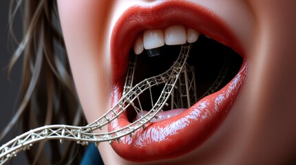 Rollercoaster Mouth Fun, Tiny Ride Art, Mouth Fun Design, Unexpected Track Photo, Whimsical Mouth Moment