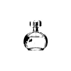 Vector Elegant perfume bottle in black ink.