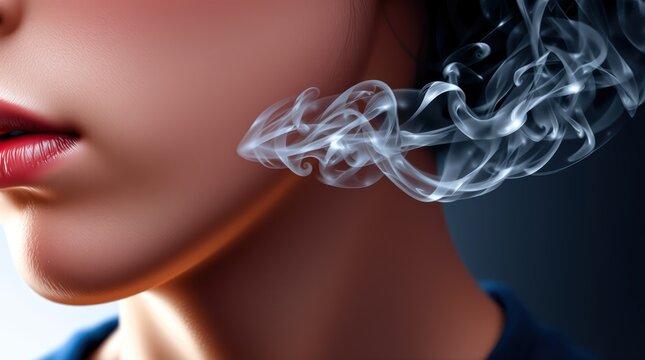 Smoking Neck Fun, Tiny Cloud Art, Neck Fun Design, Unexpected Vapor Photo, Whimsical Neck Moment