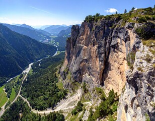 Alpine crag overlooking valley