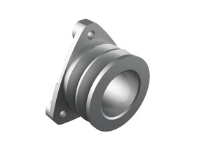 Isolated PNG of Heavy Duty Industrial Flange Adapter Component: Detailed Silver Metal Coupling Fitting, Precision Engineered for High-Pressure Hydraulic Systems and Machine Technology.