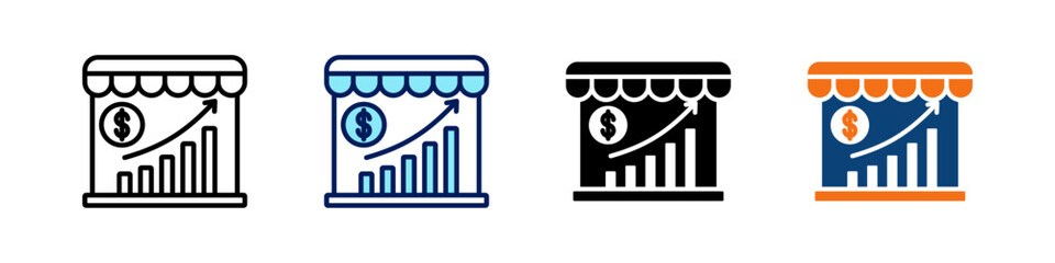 Stock Market All In One Icon Multi Styles Vector Set