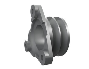 Advanced Diesel Engine Pulley (Flywheel Ready) - Silver 3D Rendered Industrial Mechanical Part,...
