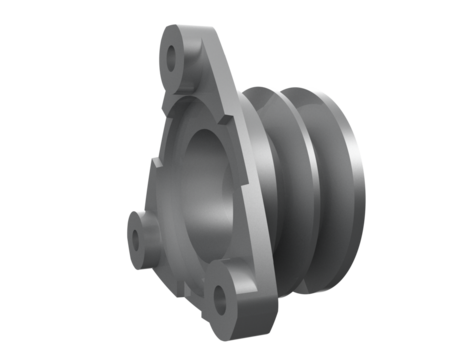 Advanced Diesel Engine Pulley (Flywheel Ready) - Silver 3D Rendered Industrial Mechanical Part, Multi-Groove Design, Isolated on HD Transparent PNG for Automotive Engineering and Belt Drive Systems.