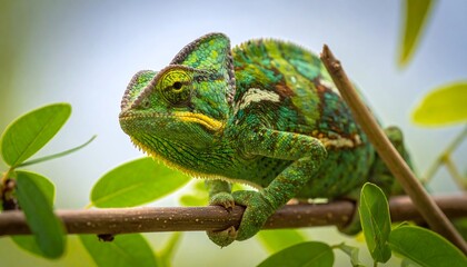 Obraz premium Chameleon rests on branch