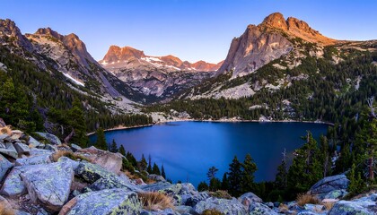 Naklejka premium Mountain lake at dawn (1)
