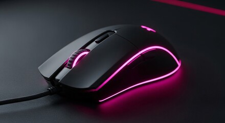 Gaming Mouse: An ergonomic gaming mouse with sleek design and vibrant glowing lighting ready for immersive experience.