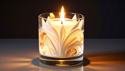 Burning candle in glass