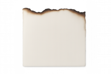 White rectangular paper with burnt edge on transparent background, perfect for adding a vintage or distressed touch to designs