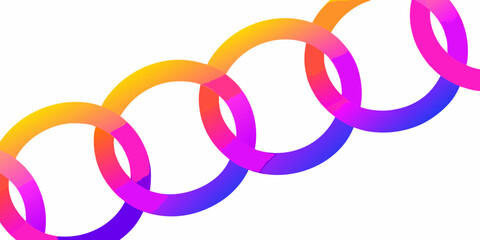 Interlocking rings with vibrant gradient colors flowing in a chain on a white background
