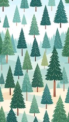 Winter forest pattern with many fir trees