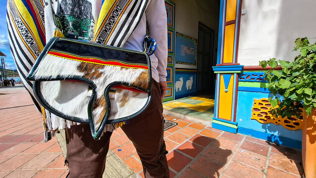 Guatape, Antioquia, Colombia. August 12, 2025. Paisa muleteer, male mule driver, transporter of goods.