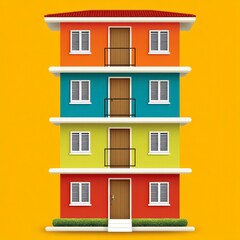 Naklejka premium Colorful Three Story Building Illustration