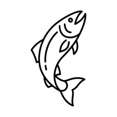 fish and salmon line icon representing aquatic life and healthy seafood