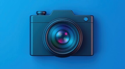 Fototapeta premium 3D Camera on Blue Background.