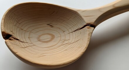 Artisan crafted wooden spoon with natural grain and rustic charm for sustainable kitchenware promotion