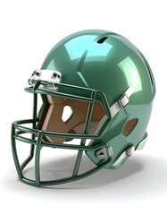 Fototapeta premium Green football helmet on white background