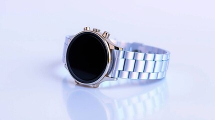 Modern Smartwatch with Silver Band.