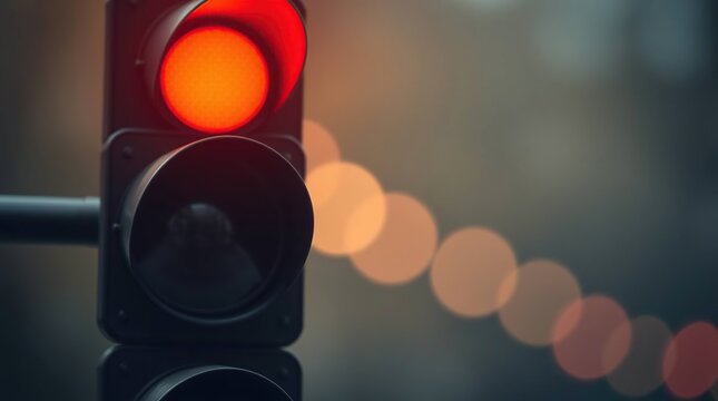 Red Traffic Light City Night.