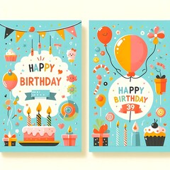 Cute Cartoon Happy Birthday Scene